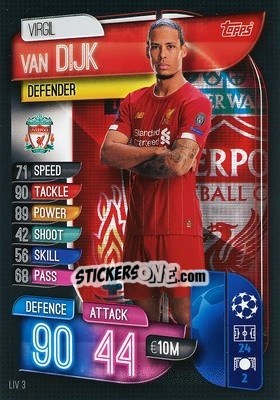 Sticker Virgil van Dijk - UEFA Champions League 2019-2020. Match Attax. Spain/Portugal n. LIV3 - Topps