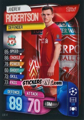 Sticker Andrew Robertson - UEFA Champions League 2019-2020. Match Attax. Spain/Portugal n. LIV4 - Topps
