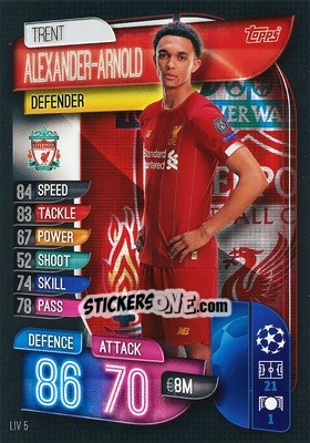 Sticker Trent Alexander-Arnold - UEFA Champions League 2019-2020. Match Attax. Spain/Portugal n. LIV5 - Topps