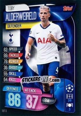 Sticker Toby Alderweireld - UEFA Champions League 2019-2020. Match Attax. Spain/Portugal n. TOT3 - Topps