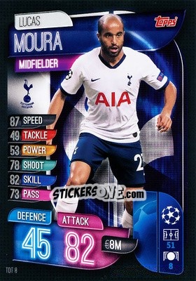 Sticker Lucas Moura - UEFA Champions League 2019-2020. Match Attax. Spain/Portugal n. TOT8 - Topps