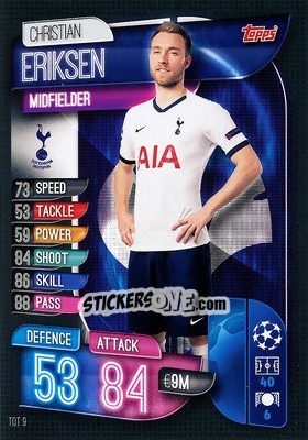 Sticker Christian Eriksen - UEFA Champions League 2019-2020. Match Attax. Spain/Portugal n. TOT9 - Topps
