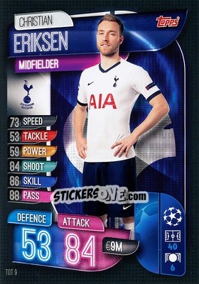 Sticker Christian Eriksen - UEFA Champions League 2019-2020. Match Attax. Spain/Portugal - Topps