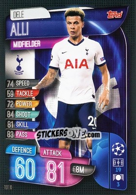 Sticker Dele Alli - UEFA Champions League 2019-2020. Match Attax. Spain/Portugal n. TOT10 - Topps