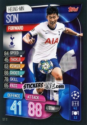 Sticker Heung-Min Son - UEFA Champions League 2019-2020. Match Attax. Spain/Portugal n. TOT12 - Topps