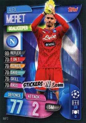 Figurina Alex Meret - UEFA Champions League 2019-2020. Match Attax. Spain/Portugal - Topps