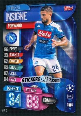 Sticker Lorenzo Insigne - UEFA Champions League 2019-2020. Match Attax. Spain/Portugal n. NAP10 - Topps