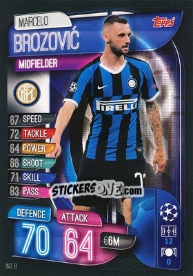 Sticker Marcelo Brozovic - UEFA Champions League 2019-2020. Match Attax. Spain/Portugal n. INT8 - Topps