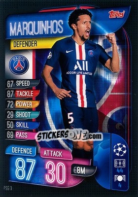 Sticker Marquinhos - UEFA Champions League 2019-2020. Match Attax. Spain/Portugal n. PSG3 - Topps