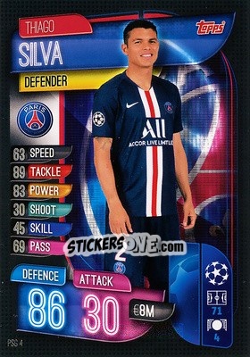 Sticker Thiago Silva - UEFA Champions League 2019-2020. Match Attax. Spain/Portugal n. PSG4 - Topps