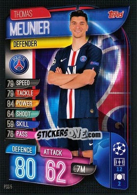 Sticker Thomas Meunier - UEFA Champions League 2019-2020. Match Attax. Spain/Portugal n. PSG5 - Topps