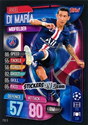 Sticker Ángel Di María - UEFA Champions League 2019-2020. Match Attax. Spain/Portugal n. PSG9 - Topps