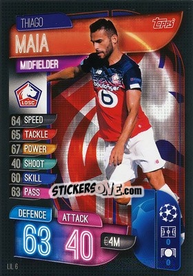 Sticker Thiago Maia - UEFA Champions League 2019-2020. Match Attax. Spain/Portugal n. LIL6 - Topps