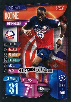 Sticker Jonathan Ikone - UEFA Champions League 2019-2020. Match Attax. Spain/Portugal n. LIL7 - Topps