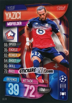 Sticker Yusuf Yazici - UEFA Champions League 2019-2020. Match Attax. Spain/Portugal n. LIL8 - Topps