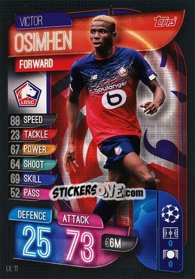 Sticker Victor Osimhen - UEFA Champions League 2019-2020. Match Attax. Spain/Portugal n. LIL11 - Topps
