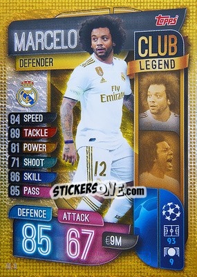 Sticker Marcelo - UEFA Champions League 2019-2020. Match Attax. Spain/Portugal n. CL3 - Topps