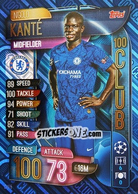Sticker N'Golo Kanté - UEFA Champions League 2019-2020. Match Attax. Spain/Portugal n. CLU5 - Topps