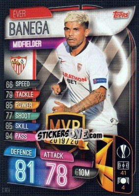 Sticker Ever Banega - UEFA Champions League 2019-2020. Match Attax. Spain/Portugal n. C-SEV - Topps