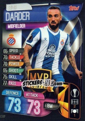 Sticker Sergi Darder - UEFA Champions League 2019-2020. Match Attax. Spain/Portugal n. C-ESP - Topps