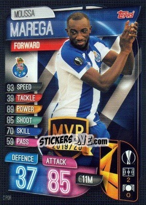 Sticker Moussa Marega - UEFA Champions League 2019-2020. Match Attax. Spain/Portugal n. C-POR - Topps