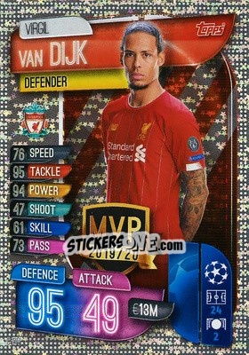 Sticker Virgil van Dijk - UEFA Champions League 2019-2020. Match Attax. Spain/Portugal n. C-LIV - Topps