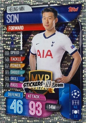 Sticker Heung-Min Son - UEFA Champions League 2019-2020. Match Attax. Spain/Portugal n. C-TOT - Topps