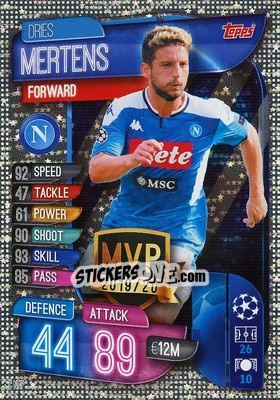 Sticker Dries Mertens - UEFA Champions League 2019-2020. Match Attax. Spain/Portugal n. C-NAP - Topps