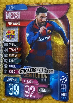 Sticker Lionel Messi - UEFA Champions League 2019-2020. Match Attax. Spain/Portugal n. CEN1 - Topps