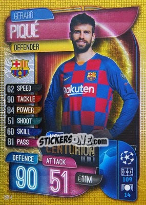 Sticker Gerard Piqué - UEFA Champions League 2019-2020. Match Attax. Spain/Portugal n. CEN4 - Topps