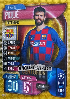 Figurina Gerard Piqué - UEFA Champions League 2019-2020. Match Attax. Spain/Portugal - Topps