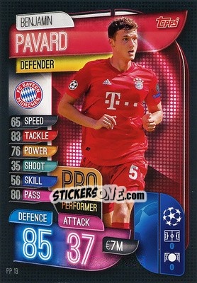 Sticker Benjamin Pavard - UEFA Champions League 2019-2020. Match Attax. Spain/Portugal - Topps