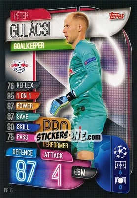 Sticker Peter Gulácsi - UEFA Champions League 2019-2020. Match Attax. Spain/Portugal n. PP15 - Topps