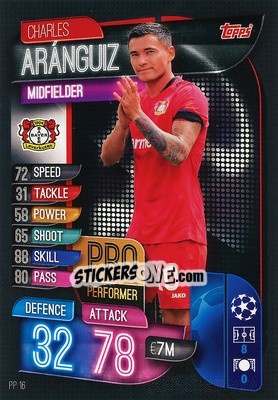 Sticker Charles Aránguiz - UEFA Champions League 2019-2020. Match Attax. Spain/Portugal n. PP16 - Topps