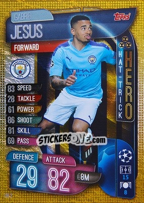 Sticker Gabriel Jesus - UEFA Champions League 2019-2020. Match Attax. Spain/Portugal n. HH2 - Topps