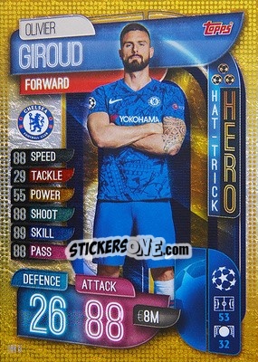 Sticker Olivier Giroud - UEFA Champions League 2019-2020. Match Attax. Spain/Portugal n. HH5 - Topps