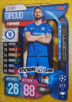 Figurina Olivier Giroud - UEFA Champions League 2019-2020. Match Attax. Spain/Portugal - Topps