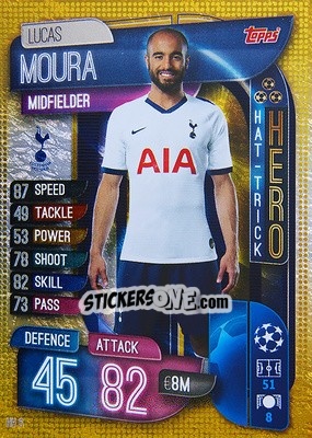 Sticker Lucas Moura - UEFA Champions League 2019-2020. Match Attax. Spain/Portugal n. HH6 - Topps