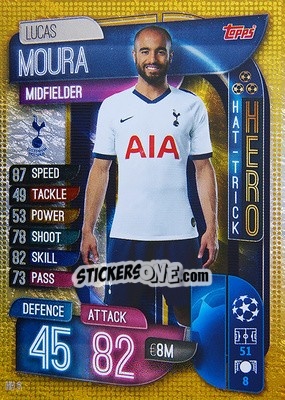 Sticker Lucas Moura - UEFA Champions League 2019-2020. Match Attax. Spain/Portugal - Topps