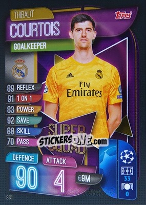 Sticker Thibaut Courtois - UEFA Champions League 2019-2020. Match Attax. Spain/Portugal n. SS1 - Topps