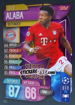 Sticker David Alaba - UEFA Champions League 2019-2020. Match Attax. Spain/Portugal n. SS2 - Topps
