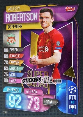Sticker Andrew Robertson - UEFA Champions League 2019-2020. Match Attax. Spain/Portugal n. SS3 - Topps