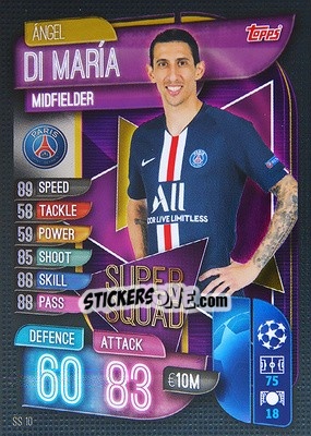 Sticker Ángel Di María - UEFA Champions League 2019-2020. Match Attax. Spain/Portugal n. SS10 - Topps