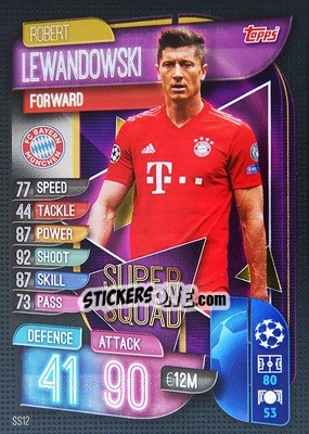 Sticker Robert Lewandowski - UEFA Champions League 2019-2020. Match Attax. Spain/Portugal n. SS12 - Topps