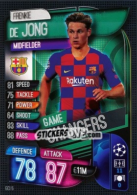 Sticker Frenkie de Jong - UEFA Champions League 2019-2020. Match Attax. Spain/Portugal n. GCI5 - Topps