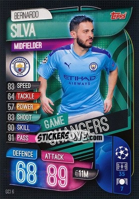 Sticker Bernardo Silva - UEFA Champions League 2019-2020. Match Attax. Spain/Portugal n. GCI6 - Topps
