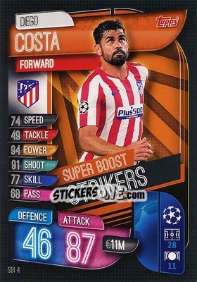 Sticker Diego Costa - UEFA Champions League 2019-2020. Match Attax. Spain/Portugal n. SBI4 - Topps