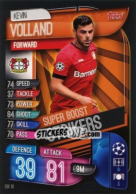 Sticker Kevin Volland - UEFA Champions League 2019-2020. Match Attax. Spain/Portugal n. SBI10 - Topps