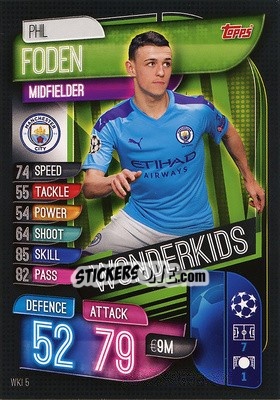 Sticker Phil Foden - UEFA Champions League 2019-2020. Match Attax. Spain/Portugal n. WKI5 - Topps