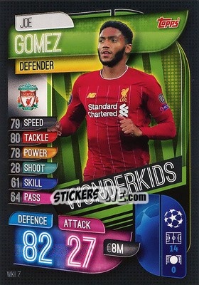 Sticker Joe Gómez - UEFA Champions League 2019-2020. Match Attax. Spain/Portugal n. WKI7 - Topps